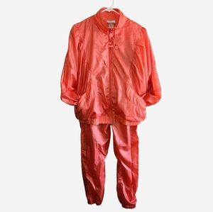 Adidas Vintage 90s Tracksuit Windbreaker Set Women's Size Medium Orange Coral